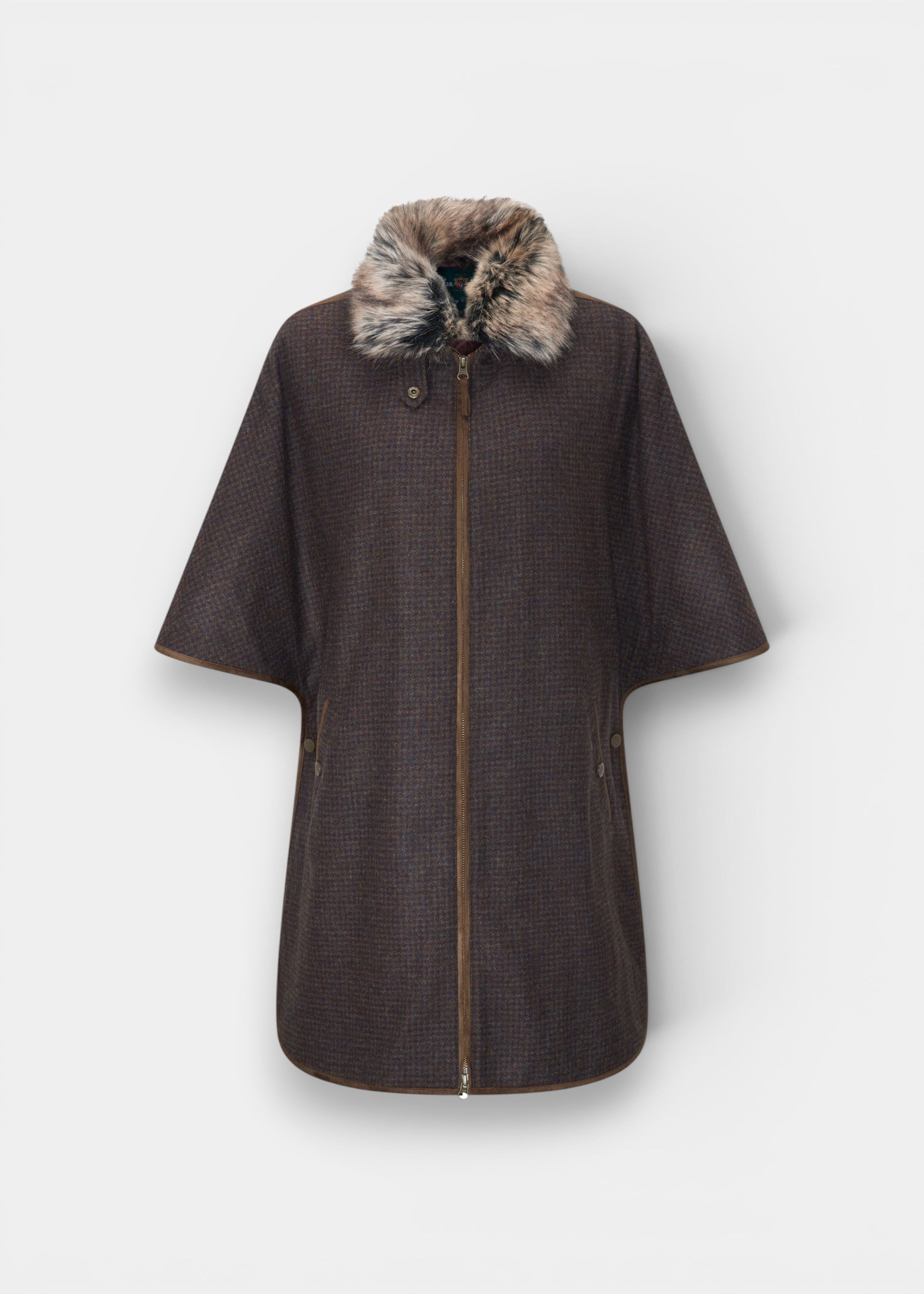 Surrey Ladies Tweed Water Repellent Cape in Bramble - Regular Fit