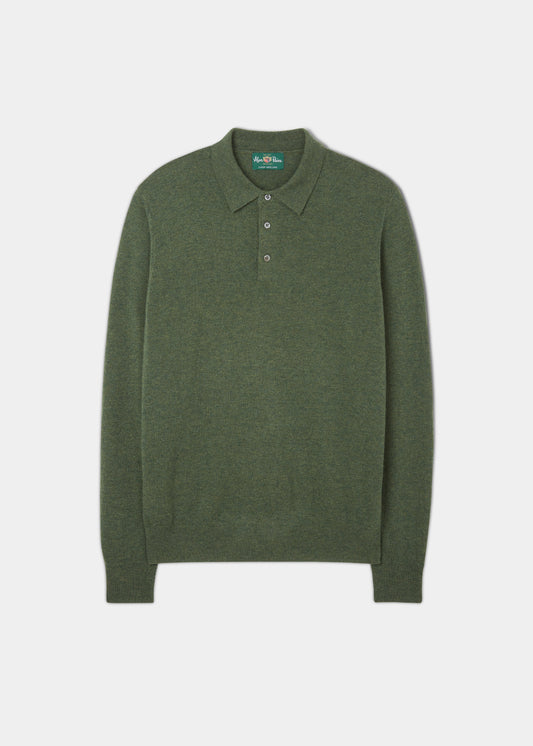 Tresswell Geelong Wool Long Sleeve Polo Shirt in Rosemary