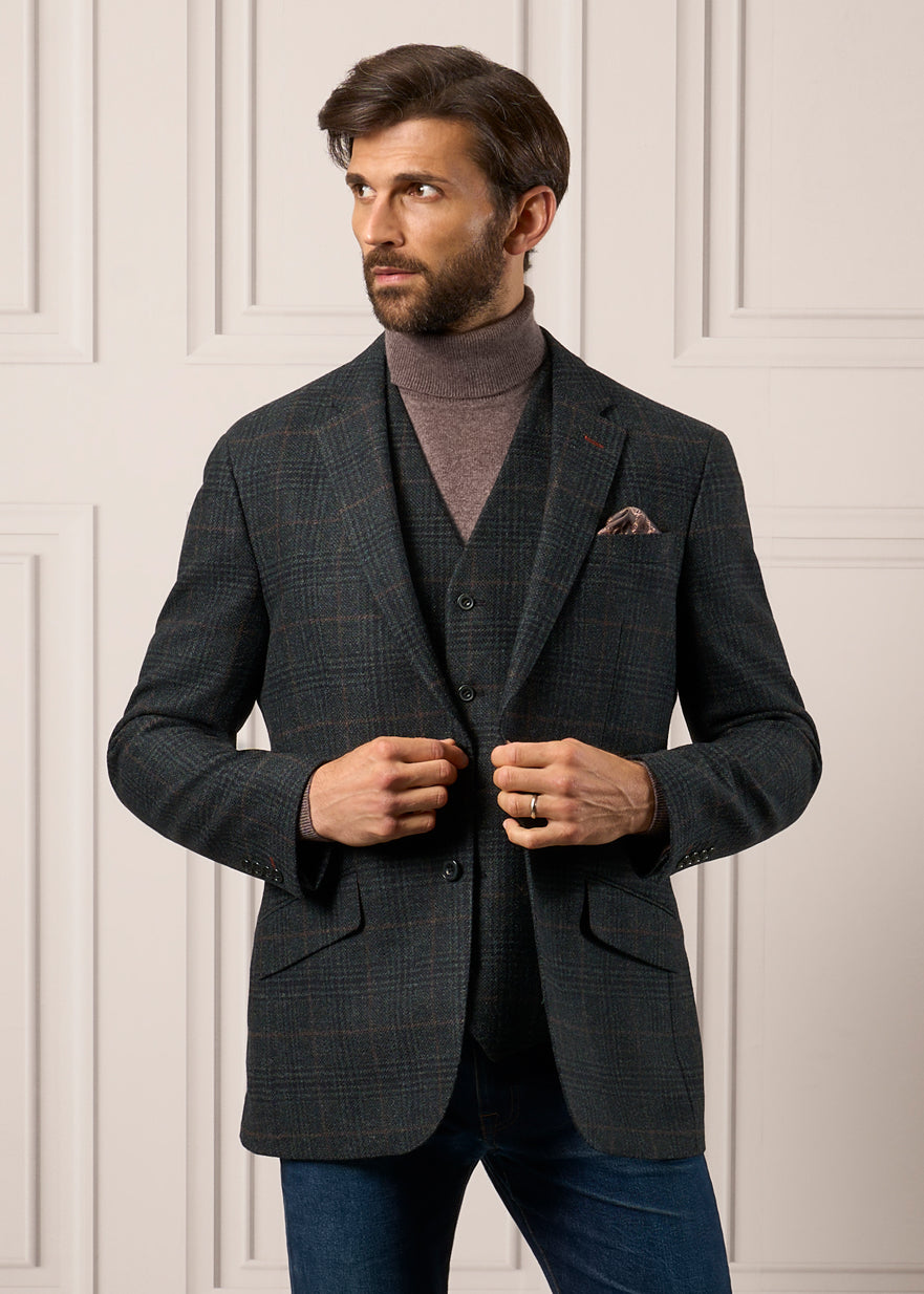 Surrey Tweed Lined Blazer In Green Check – Alan Paine