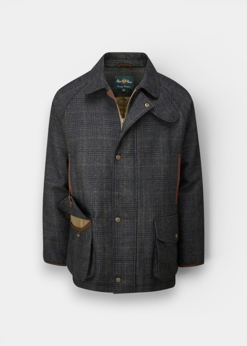 Surrey Men's Tweed Waterproof Coat in Green Check  -  Shooting Fit