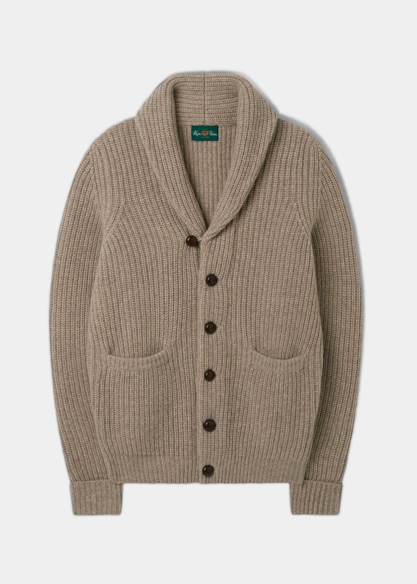 Usworth Men's Shawl Collar Lambswool Jumper In Cobble