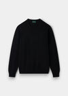 Alan Paine Dorset men's black crew neck jumper in soft lambswool with a classic fit and saddle shoulder detailing.