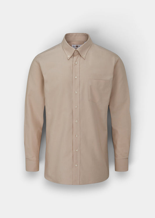 Alan Paine men's regular fit brown cotton button-down shirt with a classic collar and chest pocket.
