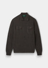 Alan Paine Tore men's button-through shirt in cask brown Geelong wool with two chest pockets and a soft collar.