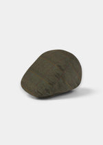 Didsmere Men’s Elon Technical Tweed Waterproof Cap—green plaid, regular fit, ideal for outdoor activities.
