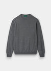 Alan Paine Melfort crew neck jumper in grey cashmere with ribbed cuffs and hem in a regular fit.