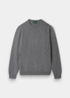 Alan Paine Dorset men's grey mix crew neck jumper in soft lambswool with a classic fit and saddle shoulder design.