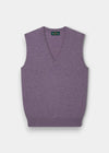 Erin Wool & Cashmere V-Neck Slipover in Heather, regular fit, sleeveless, laid flat on a white background.