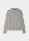 Ivy Wool & Cashmere Crew Neck Jumper in Husky—light gray women’s knitwear, long sleeves, laid flat on white.