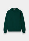 Alan Paine Dorset men's crew neck jumper in mallard green lambswool with a classic fit and saddle shoulder design.