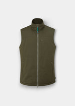 Alan Paine Mossley men's olive wind stopper gilet with zip pockets and a high collar in a regular fit.