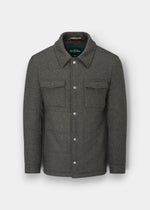 Alan Paine Richmond men's olive green quilted wool-blend shacket with stud fastenings and chest pockets