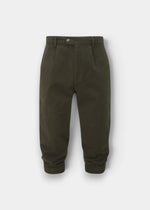Alan Paine Southoak olive moleskin breeks for men in a regular fit with a button fastening and zipped fly.