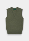 Erin Wool & Cashmere V-Neck Slipover in Landscape, regular fit, shown flat on a light gray background.