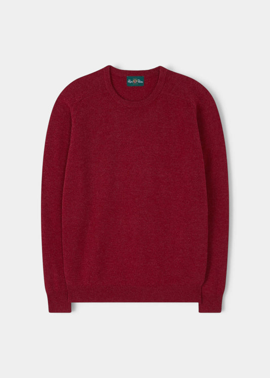 Alan Paine Lenzie men's crew neck jumper in poppy red, crafted from soft 100% lambswool with a regular fit.