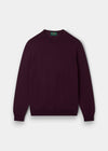 Alan Paine Radstone men's crew neck jumper in black grape fine Italian merino wool with ribbed hem and cuffs