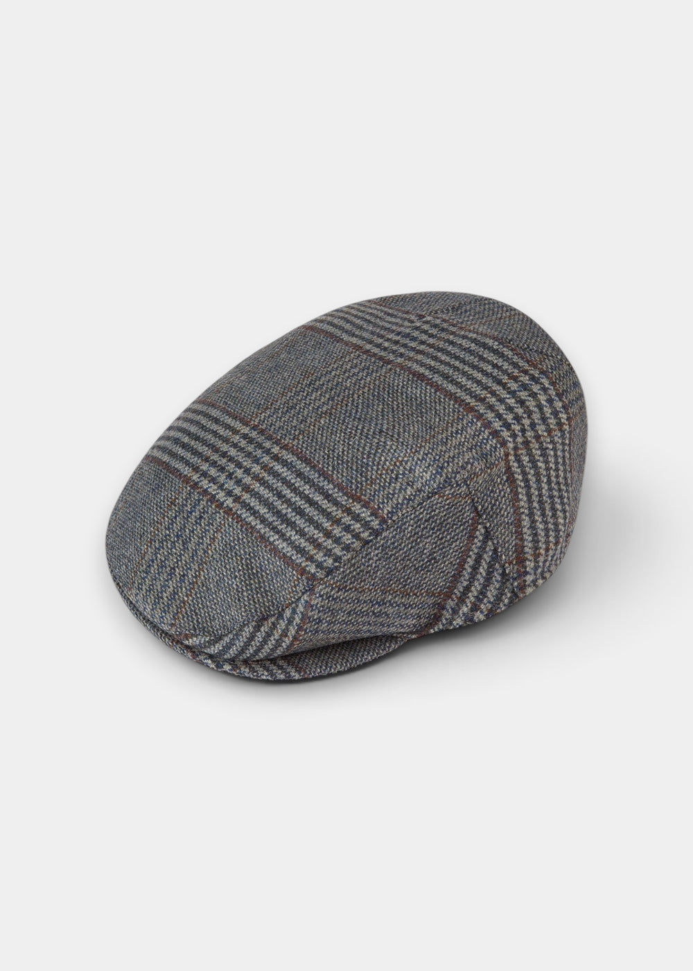 Alan Paine Surrey men's flat cap in blue check waterproof wool tweed with a classic structured design