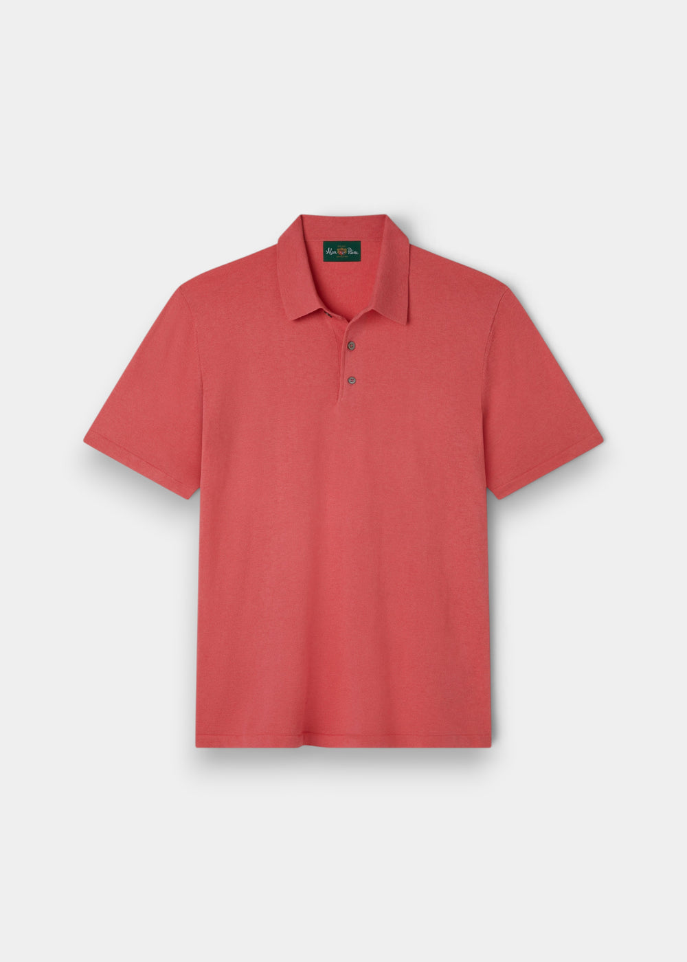 Alan Paine men's luxury polo shirt in swizzle red, crafted from a soft blend of Pima cotton, silk, and cashmere.