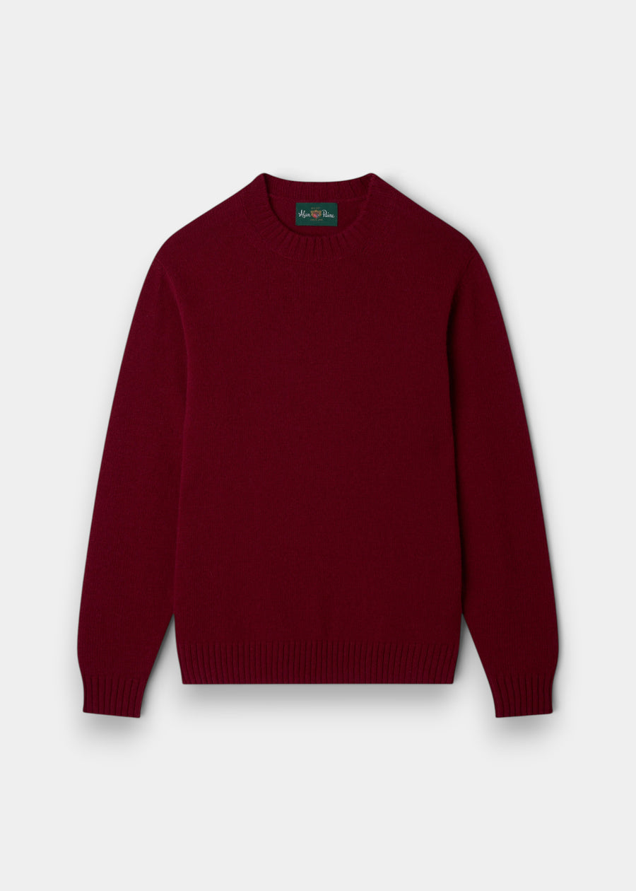 Kinnadie Supersoft Shetland Wool Crew Neck Jumper in Venetian, regular fit, shown laid flat on a white background.
