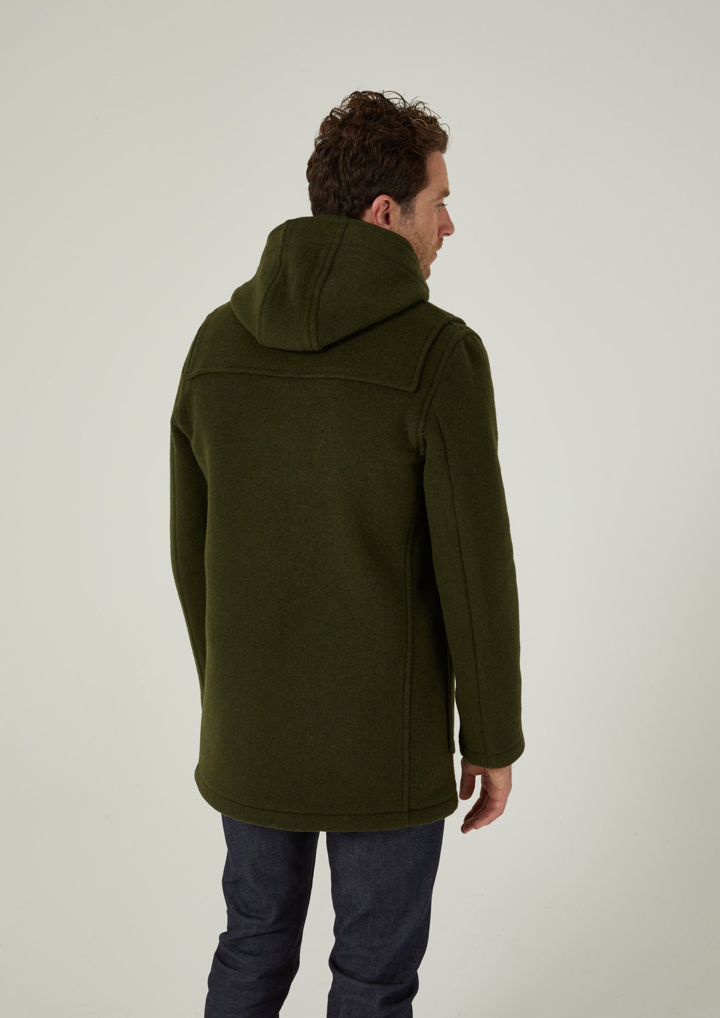 Alcombey Check Back Duffle Coat In Loden