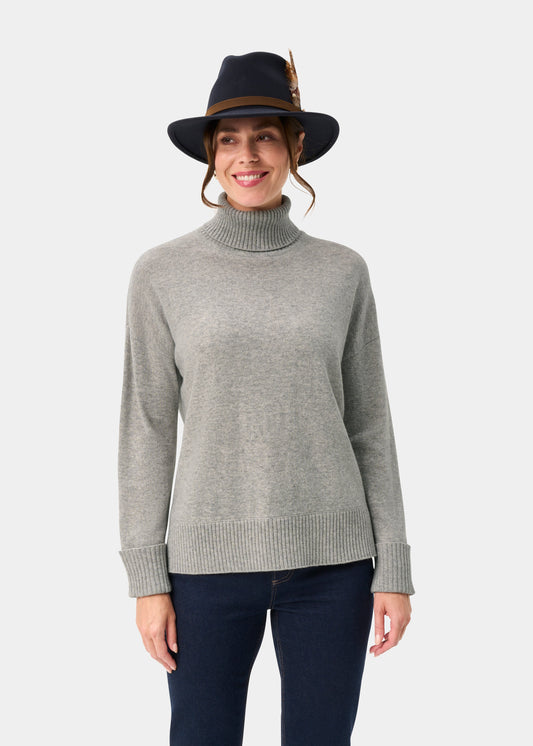 Alexa Wool & Cashmere Roll Neck Jumper In Husky