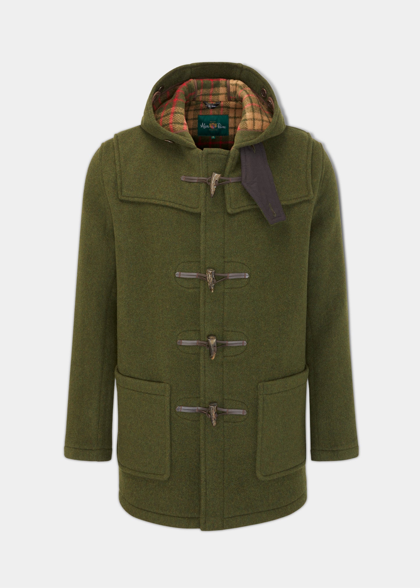Alcombey Check Back Duffle Coat In Loden