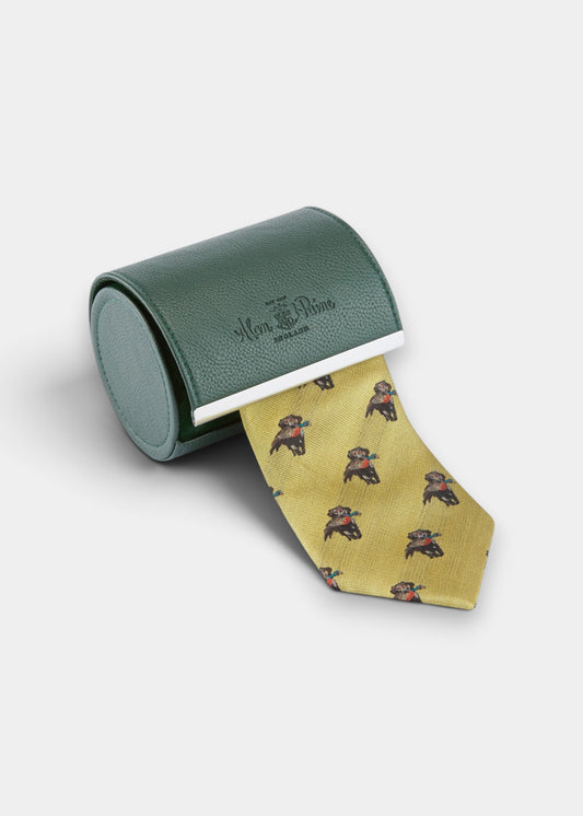 Ripon Silk Country Tie In Yellow - Retriever Design
