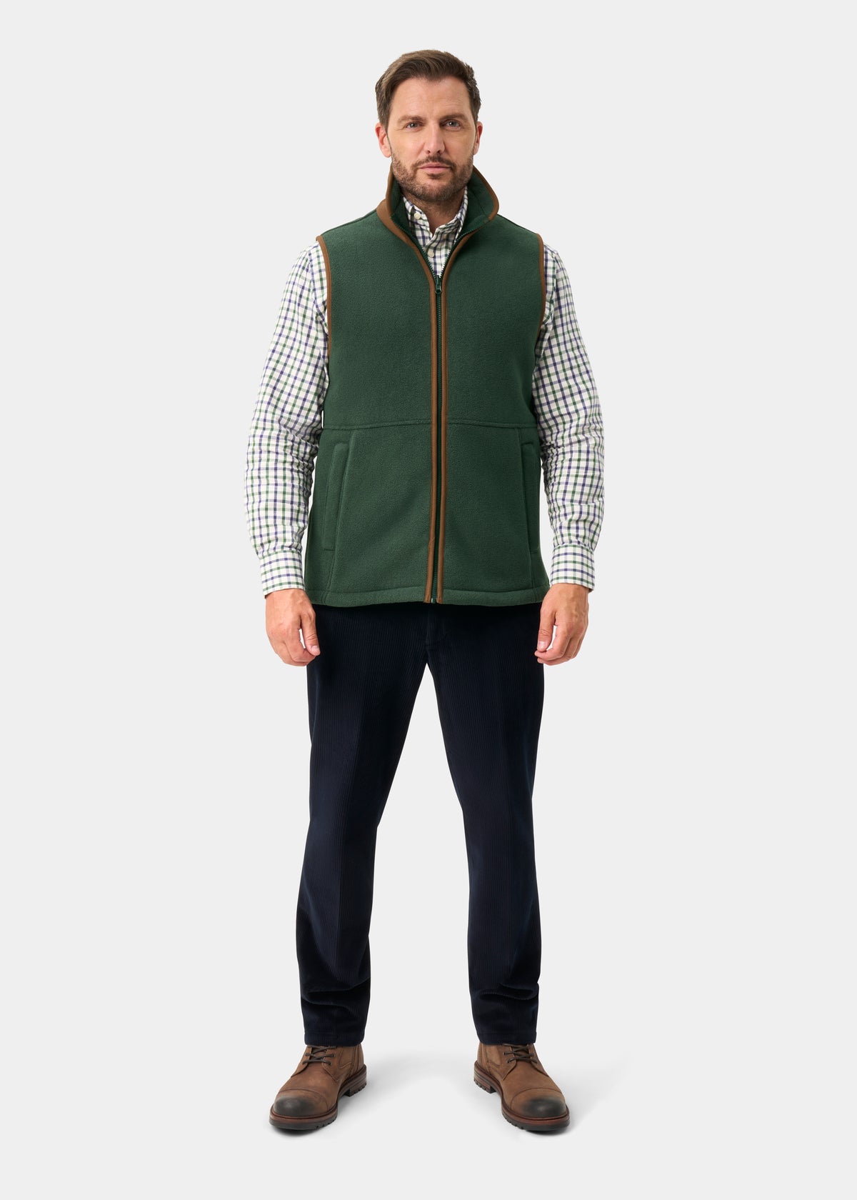 Aylsham Men's Fleece Gilet In Evergreen - Regular Fit