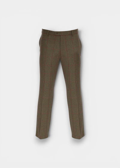 Combrook Men's Tweed Water Repellent Trousers in Sage  -  Regular Fit