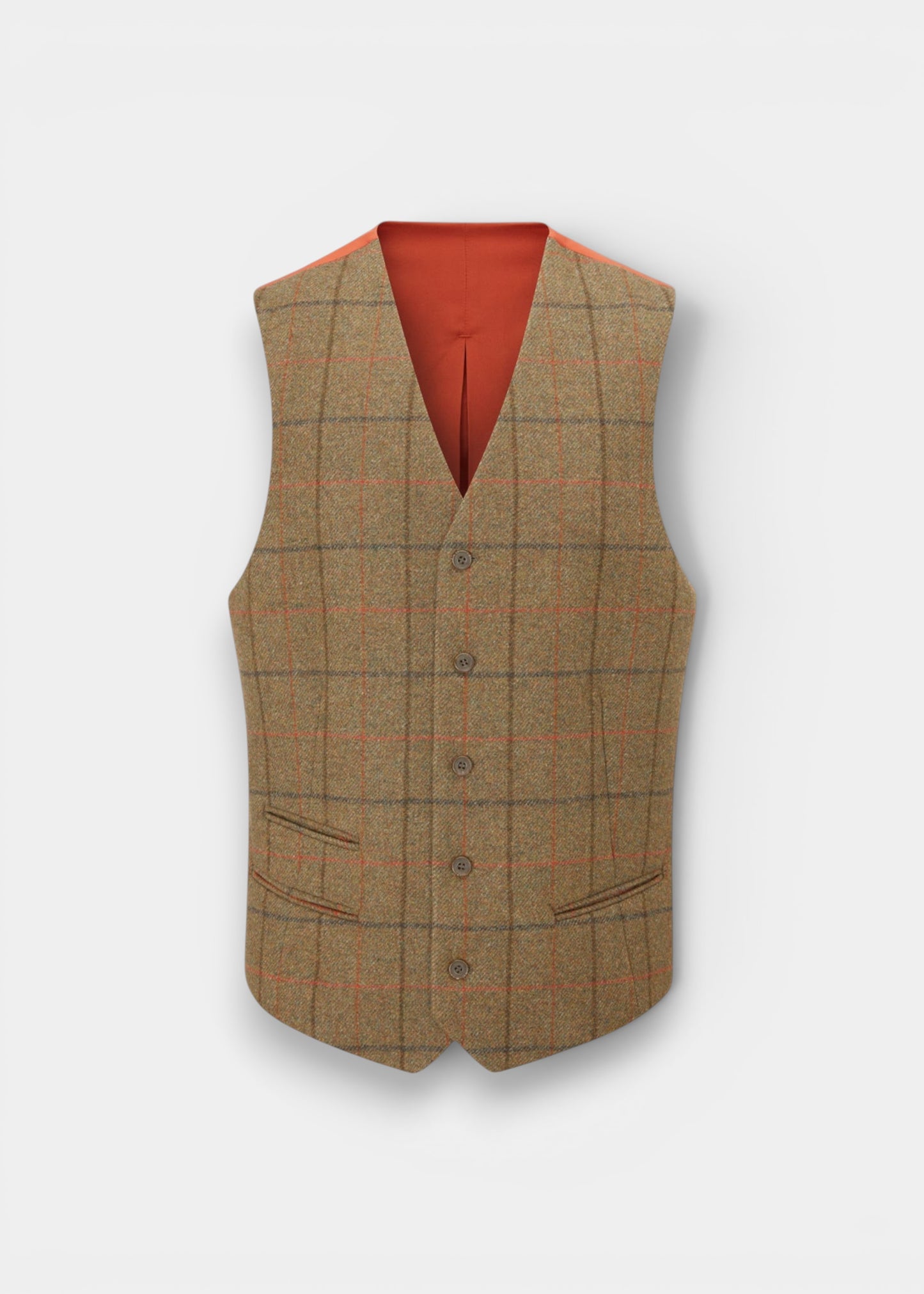 Combrook Men's Tweed Water Repellent Lined-Back Waistcoat in Thyme  -  Regular Fit