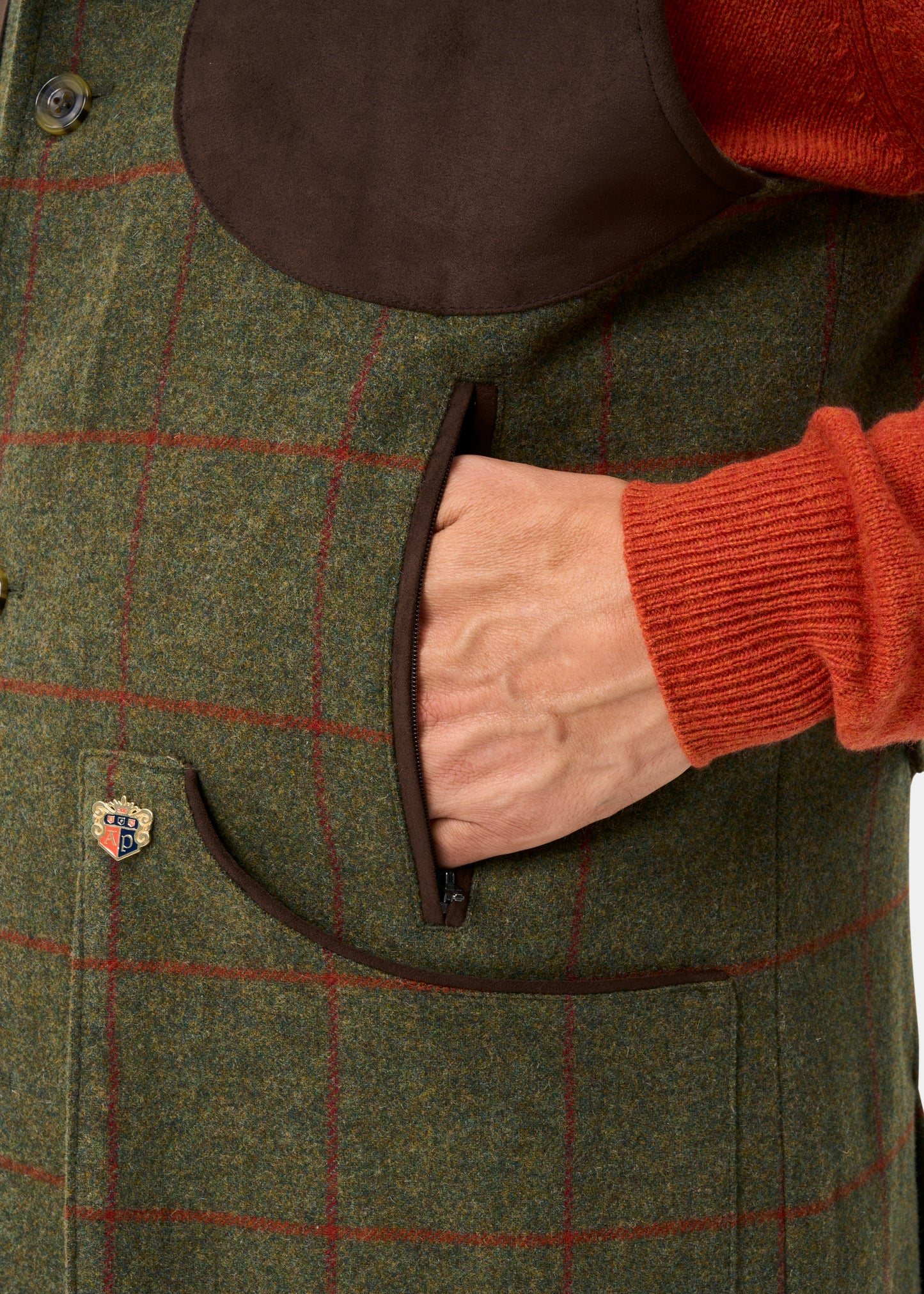 Combrook Men's Tweed Water Repellent Shooting Gilet in Reed -  Shooting Fit
