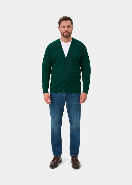 Cornwall Lambswool Cardigan in Mallard - Classic Fit