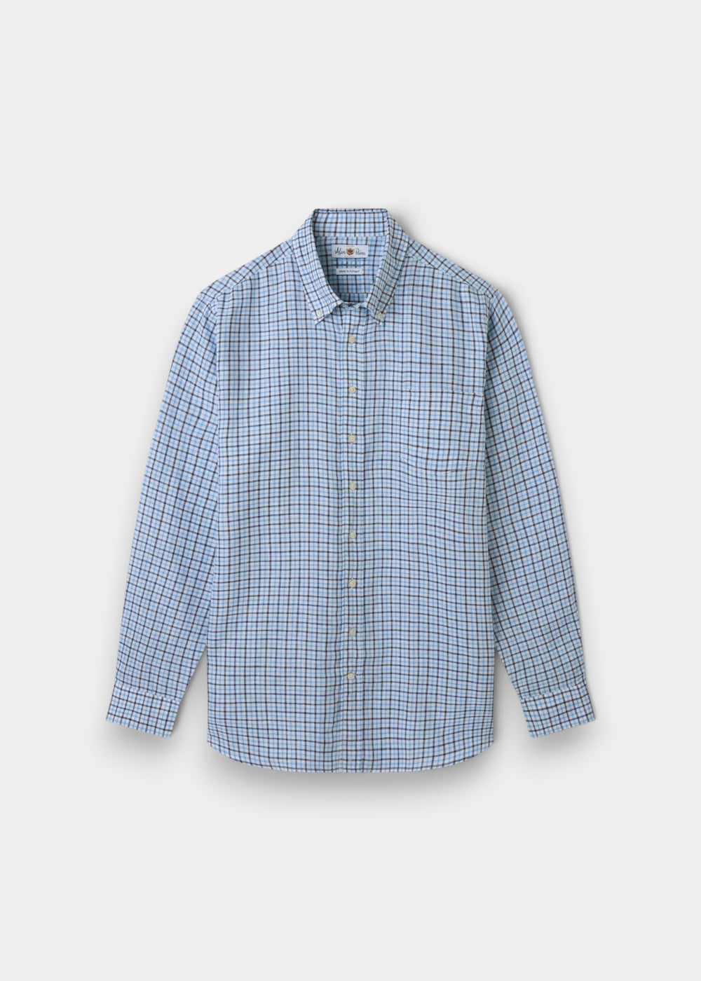 Fleetwood Men's Blue Check Linen Shirt - Classic Fit