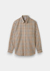Ganstead Blue and  Brown Check Cotton Shirt - Classic Fit
