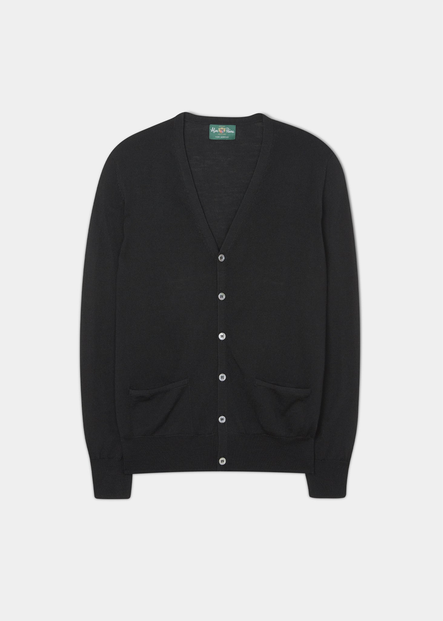 Hockley Men's Merino Wool Cardigan in Black