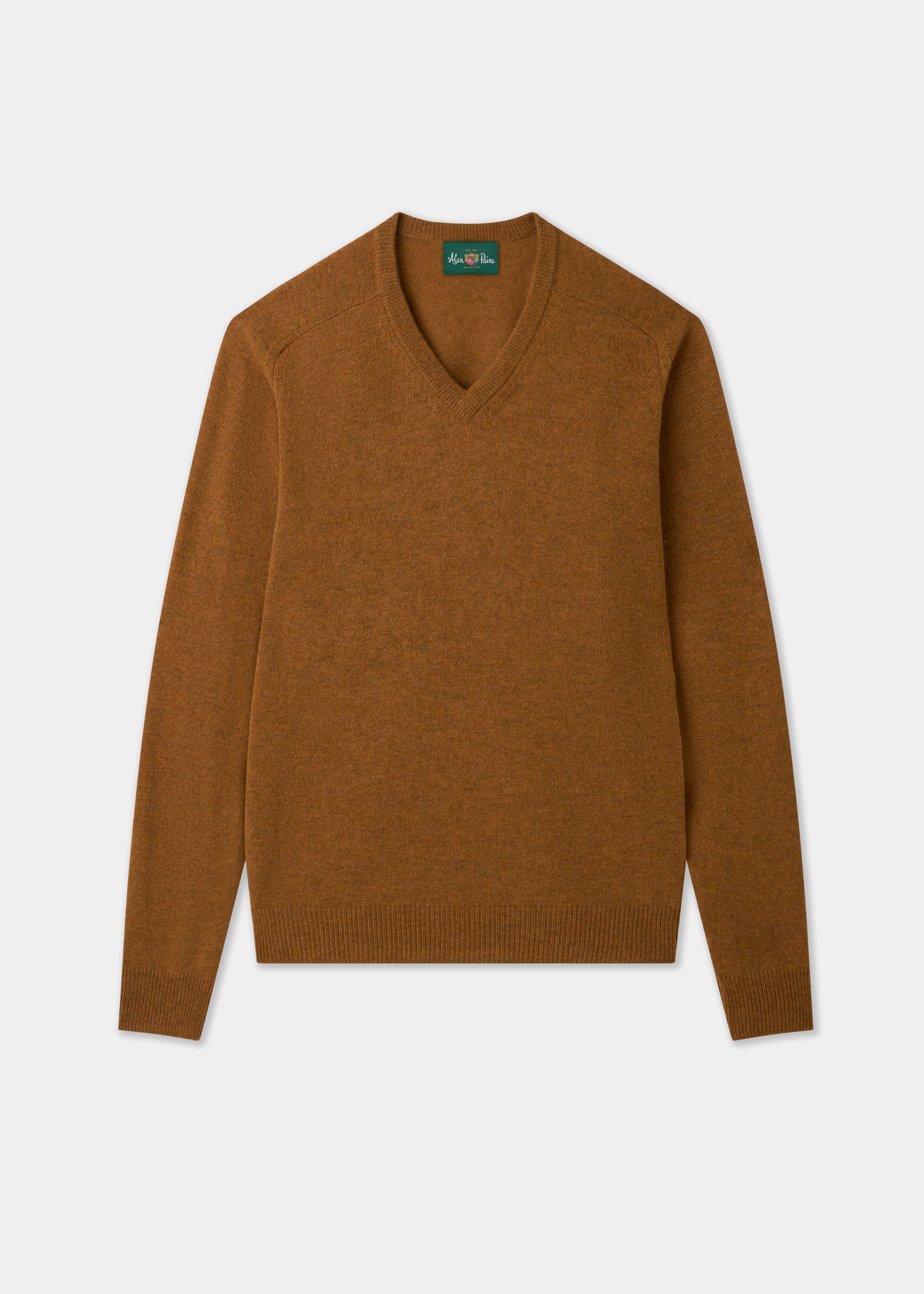 Men's Lambswool Vee Neck Jumper in Gazelle
