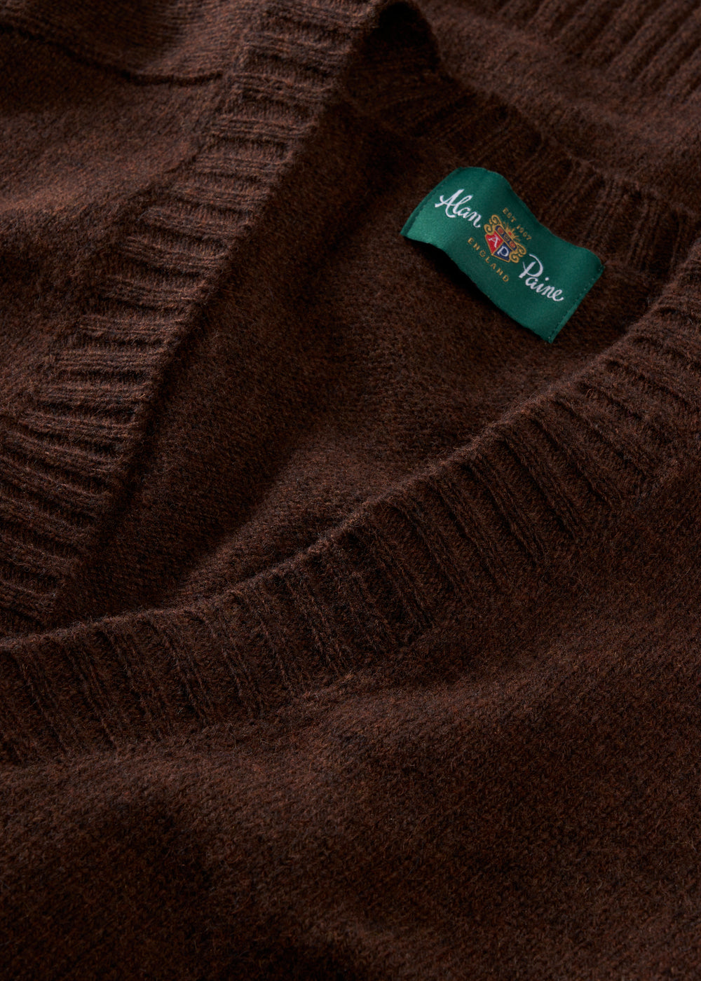 Kinloch Men's Shetland Wool Cardigan in Coffee