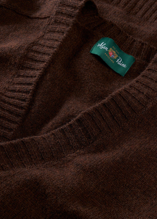 Kinloch Men's Shetland Wool Cardigan in Coffee