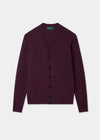 Men's Shetland Wool Cardigan Jumper in Elderberry