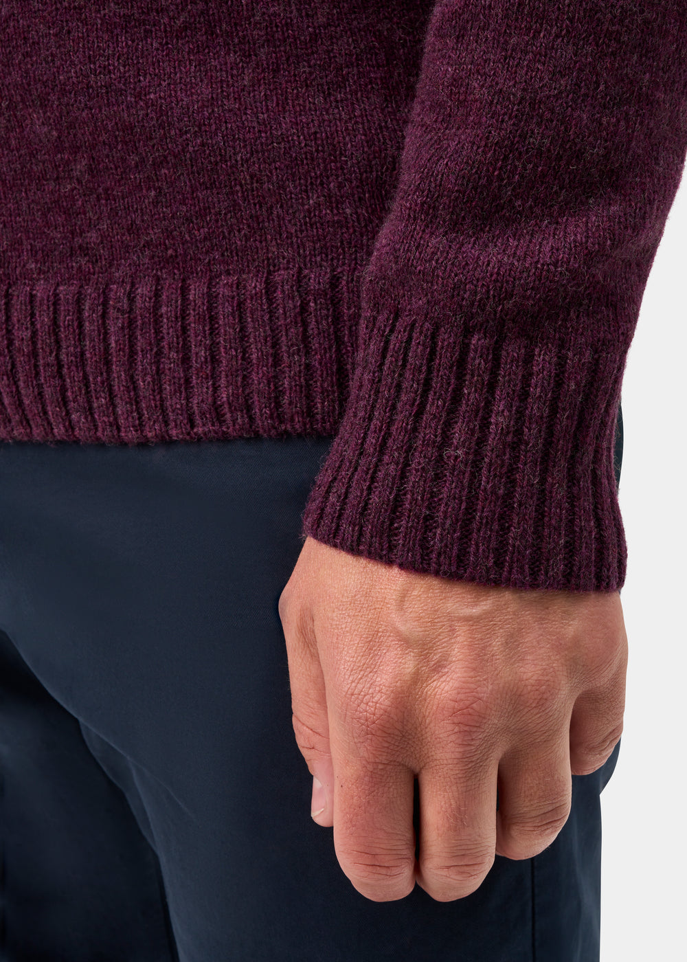 Kinloch Men's Shetland Wool Cardigan in Elderberry