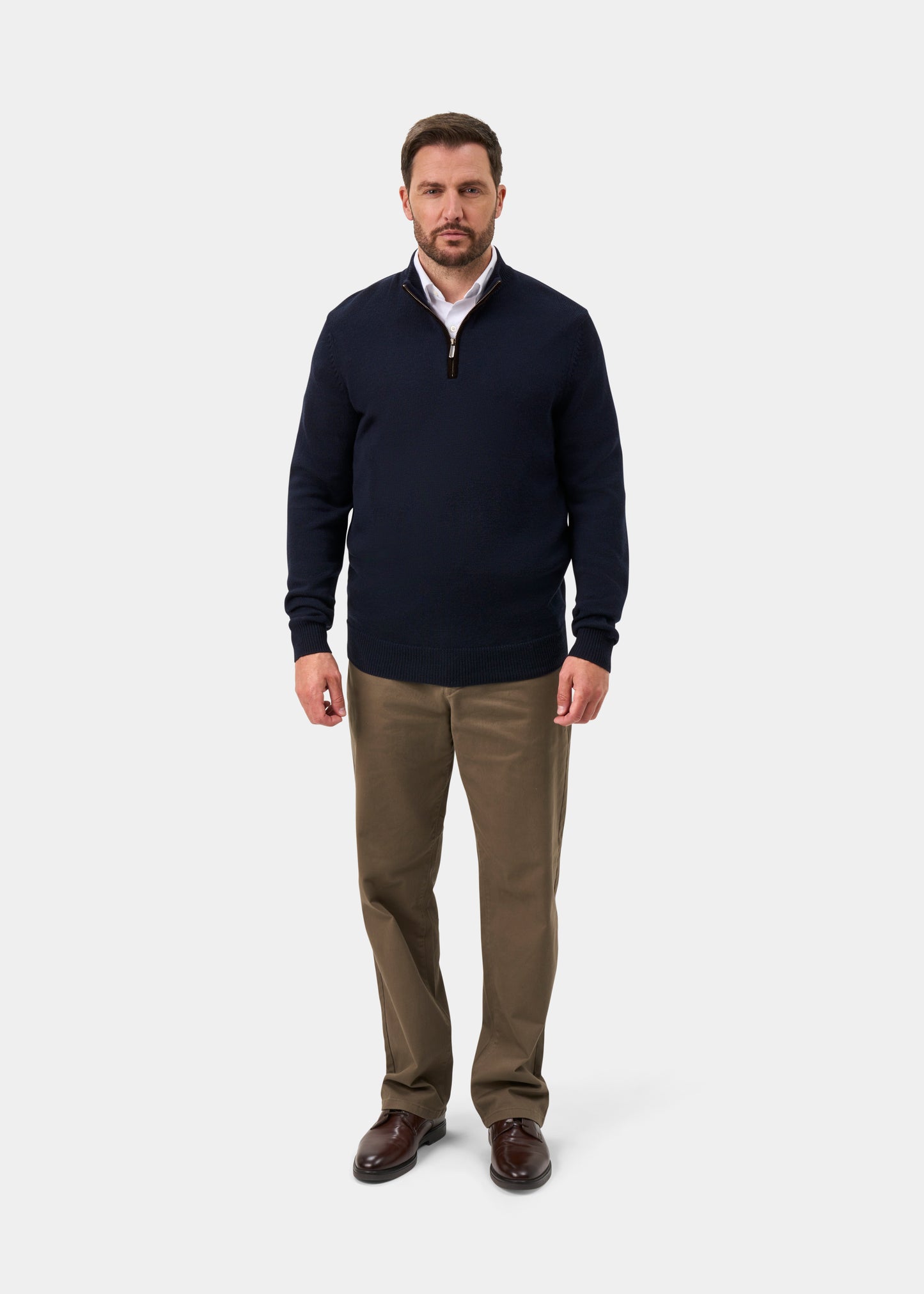 Kinmere Men's Merino Wool 1/4 Zip Jumper In Dark Navy