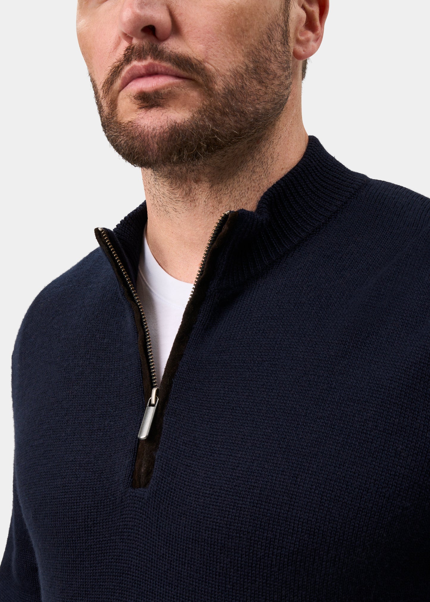 Kinmere Men's Merino Wool 1/4 Zip Jumper In Dark Navy