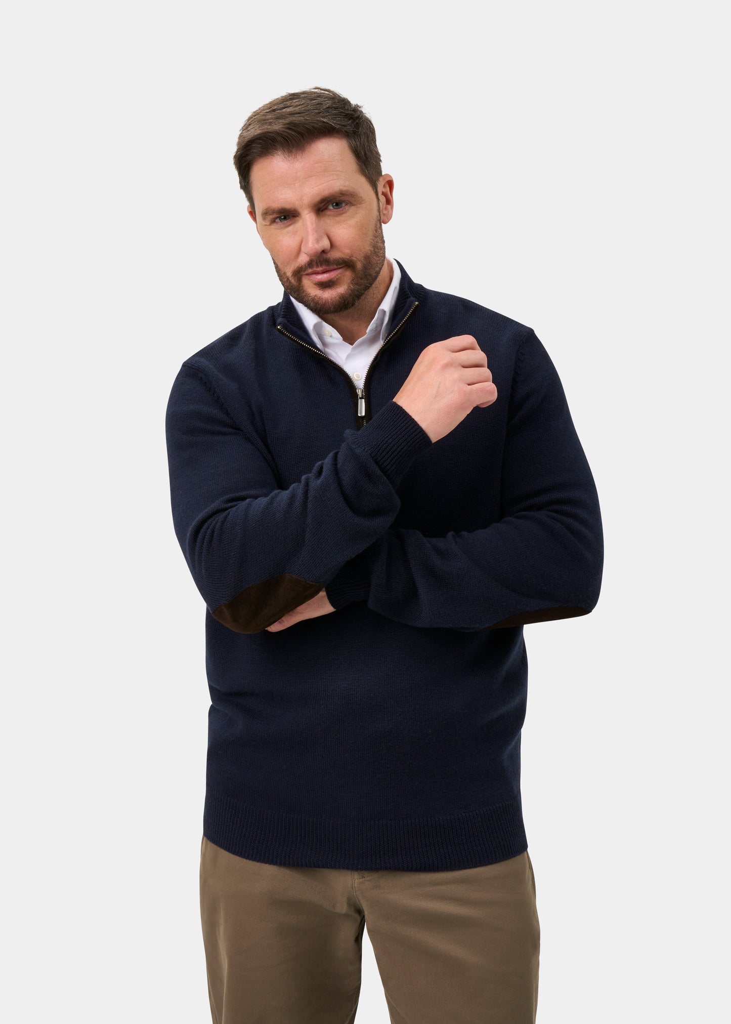 Kinmere Men's Merino Wool 1/4 Zip Jumper In Dark Navy