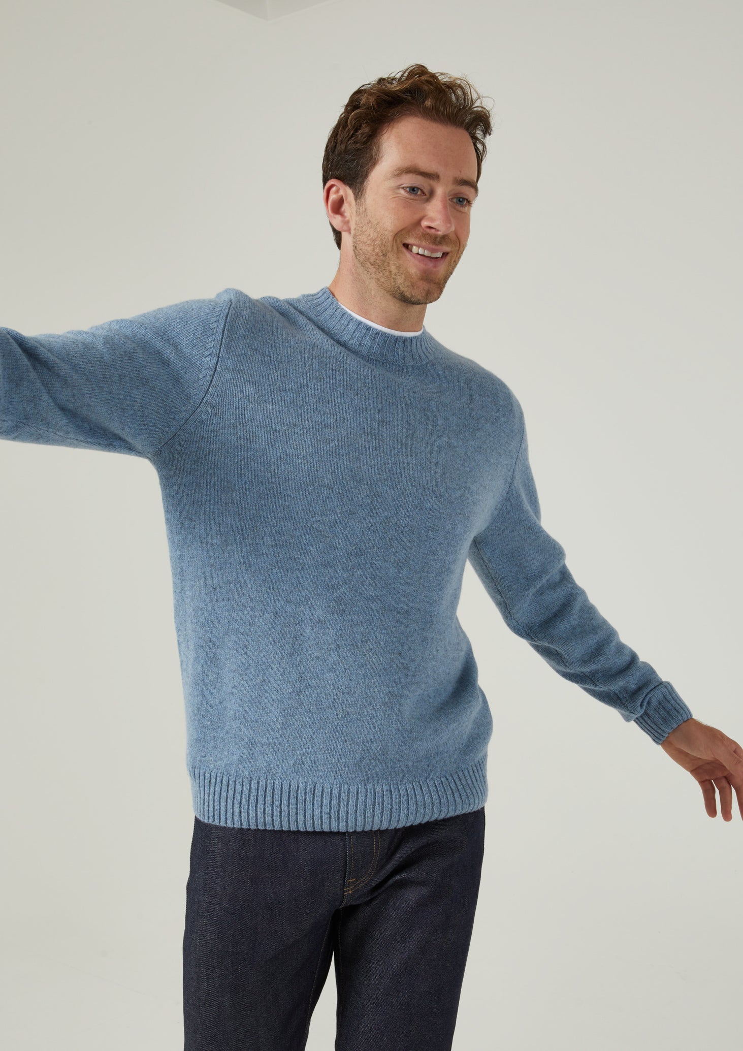 Kinnadie Supersoft Shetland Jumper In Glacier