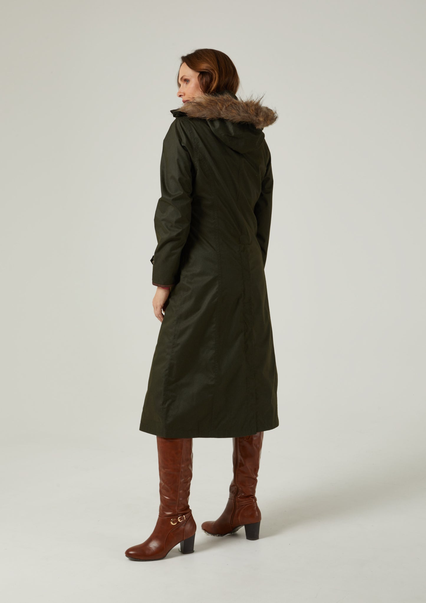 Fernley Ladies Waterproof Long Coat In Woodland