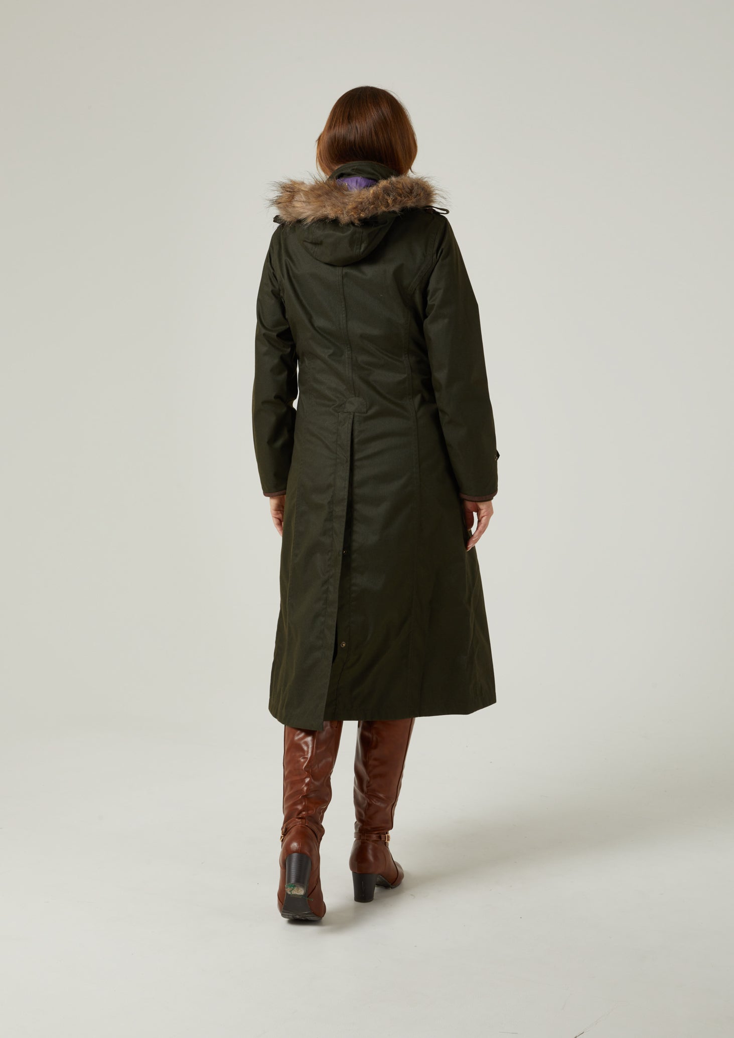 Fernley Ladies Waterproof Long Coat In Woodland