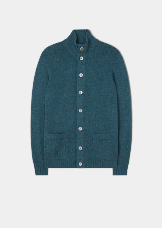 Landford Men's Lambswool Buttoned Jumper In Hunter 