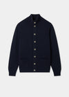 Men's Lambswool Buttoned Jumper With Mock Neck In Navy