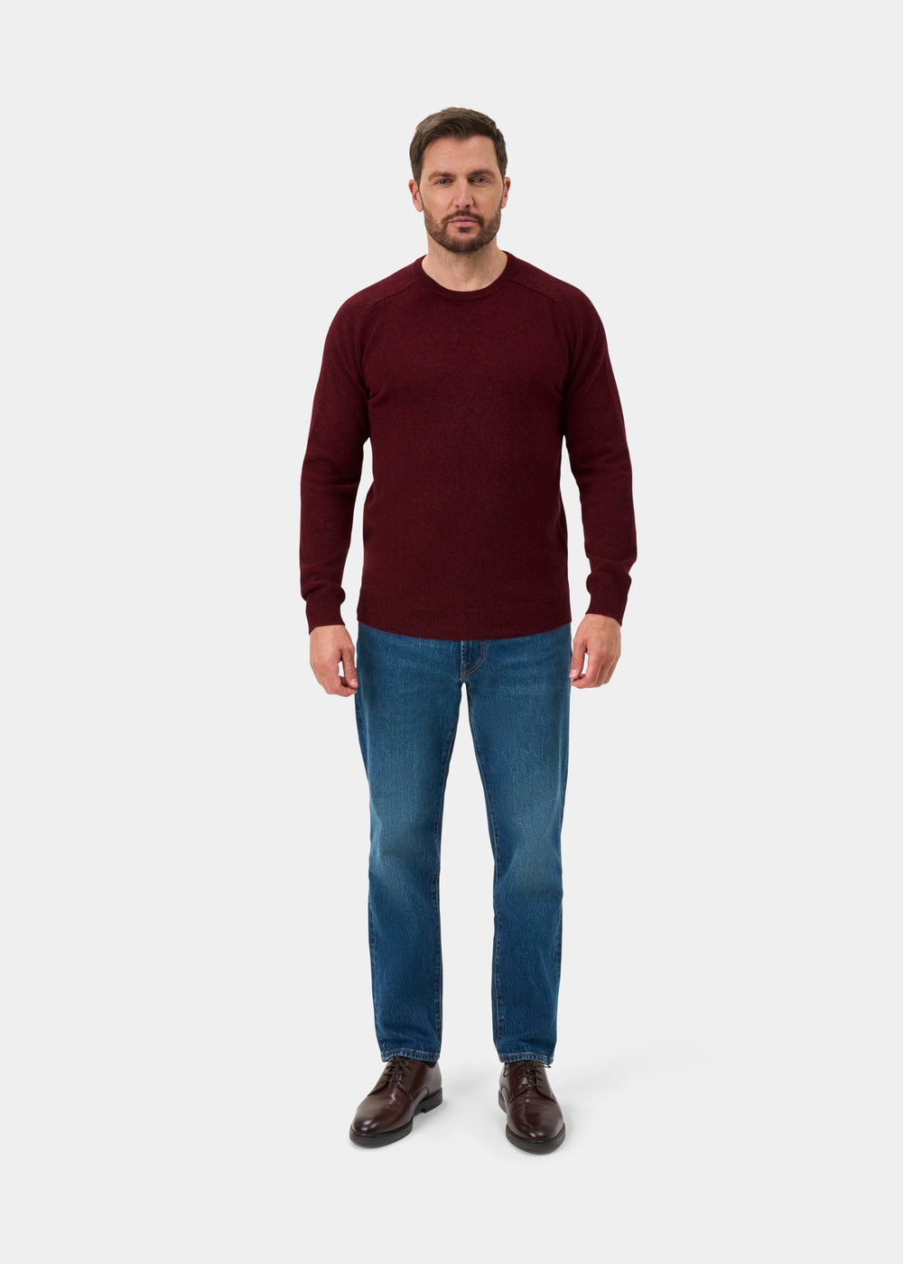 Lenzie Men's Lambswool Jumper In Red Velvet - Regular Fit