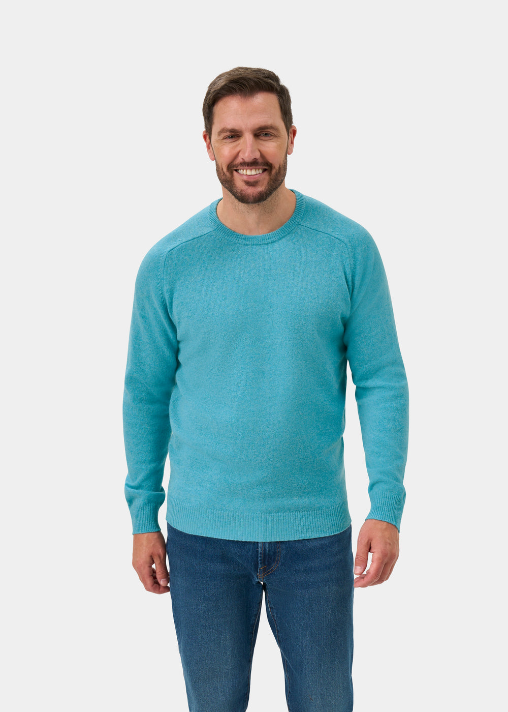 Lenzie Men's Lambswool Jumper In Topaz - Regular Fit